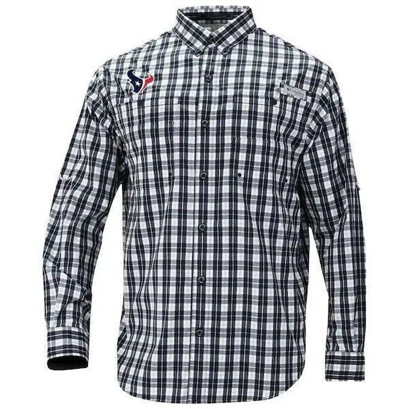 Houston Texans Men’s L Large Columbia PFG Plaid Tamiami NFL Shirt  NWT Football - Picture 1 of 2